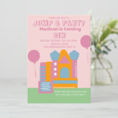 Invitation Maison Gonflable Rose Anniversaire Saut Fête (Debout devant)