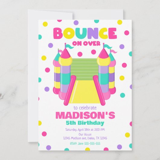 Invitation Maison gonflable Saut Fête d'anniversaire (Devant)