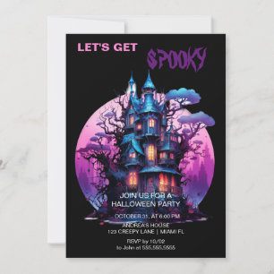Invitation Maison gothique éffrayante hantée Halloween Noir