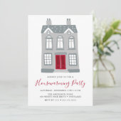 Invitation Maison Gray Cute Avec Porte Rouge Ménage De Vacanc (Debout devant)