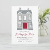 Invitation Maison Grey Cute Avec Porte Rouge Maison Ouverte D (Debout devant)