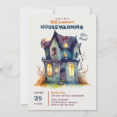 Invitation Maison Halloween Chauffage Hauné Maison Aquarelle (Devant)
