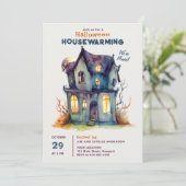 Invitation Maison Halloween Chauffage Hauné Maison Aquarelle (Debout devant)