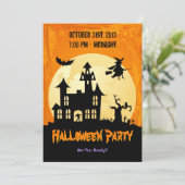 Invitation Maison hantée au clair de lune dans le cimetière - (Debout devant)