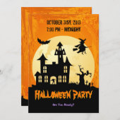 Invitation Maison hantée au clair de lune dans le cimetière - (Devant / Derrière)