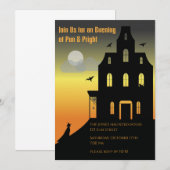 Invitation Maison hantée Black & Orange Soirée Halloween (Devant / Derrière)