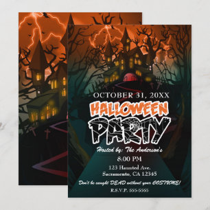 Invitation Maison hantée Cimetière Fête d'Halloween