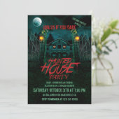 Invitation Maison Hantée Citrouilles Lune chauves-souris Hall (Debout devant)