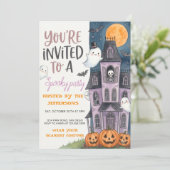 Invitation Maison hantée de fantômes mignons Halloween Soirée (Debout devant)