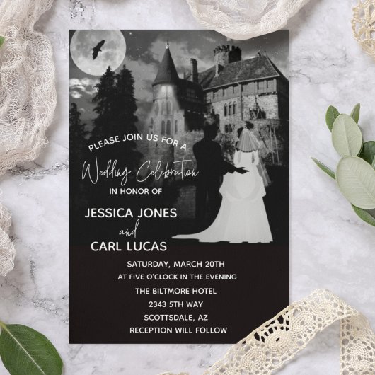 Invitation Maison hantée de Halloween Couple Mariage Octobre