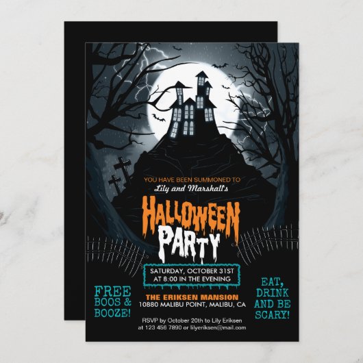 Invitation Maison Hantée déplaisante Halloween Fête Invitatio (Devant / Derrière)