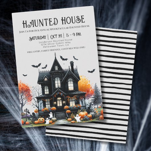 Invitation Maison hantée d'Halloween éffrayant