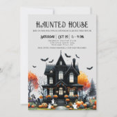 Invitation Maison hantée d'Halloween éffrayant (Devant)