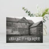 Invitation Maison hantée Éffrayant Vieux Halloween déprimé (Debout devant)