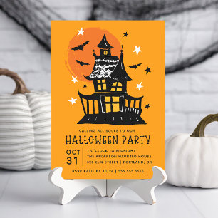 Invitation Maison Hantée Effrayante Avec Chauves-Souris Fête