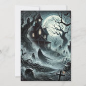 Invitation Maison hantée effrayante de nuit de fête d'Hallowe (Dos)