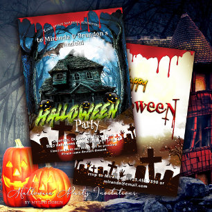 Invitation Maison hantée éffrayante et fête d'Halloween Citro