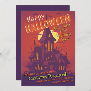 Invitation Maison Hantée éffrayante Halloween Anniversaire