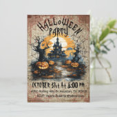 Invitation Maison hantée effrayante Soirée Halloween (Debout devant)