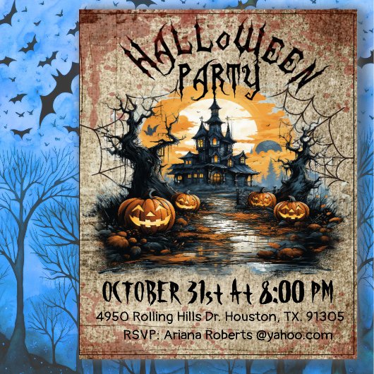 Invitation Maison hantée effrayante Soirée Halloween