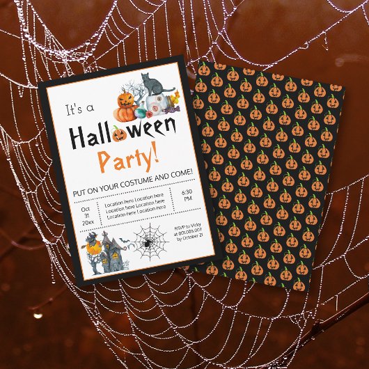 Invitation Maison hantée et Halloween éléments costume fête