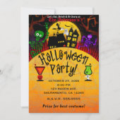 Invitation Maison hantée fantaisiste squelette fête d'Hallowe (Devant)