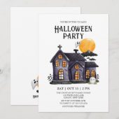 Invitation Maison hantée Fantôme Éffrayant Halloween Party (Devant / Derrière)