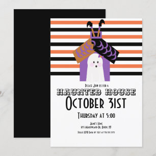 Invitation Maison Hantée Fantôme Sorcière Halloween Fête