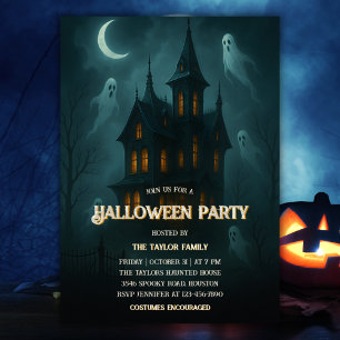Invitation Maison hantée Fantômes Éffrayants fête d'Halloween