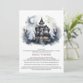 Invitation Maison hantée Fête des mariées gothique (Debout devant)