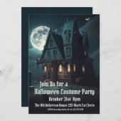 Invitation Maison hantée, fête du costume d'Halloween (Devant / Derrière)
