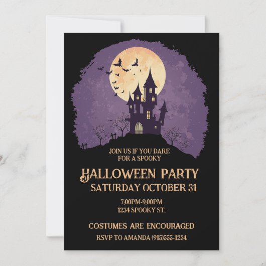 Invitation Maison hantée gothique Halloween (Devant)