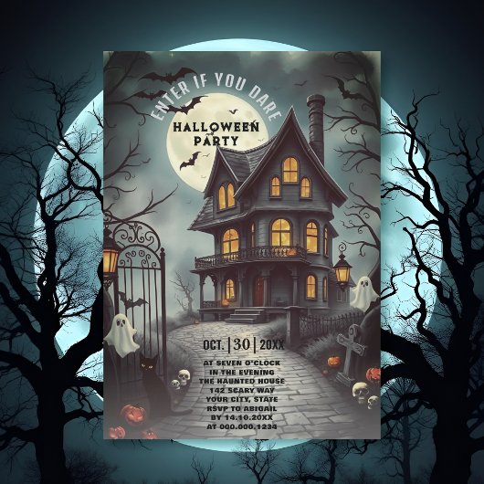 Invitation Maison hantée Gothique Halloween fête des adultes