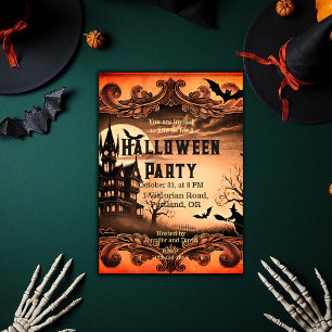 Invitation Maison hantée Gothique Victorien Vintage Halloween