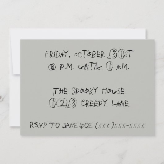 Invitation Maison Hantée Grungy Éffrayant Monochrome (Dos)