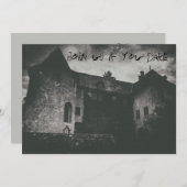 Invitation Maison Hantée Grungy Éffrayant Monochrome (Devant / Derrière)