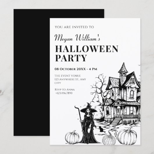 Invitation Maison hantée halloween (Devant / Derrière)