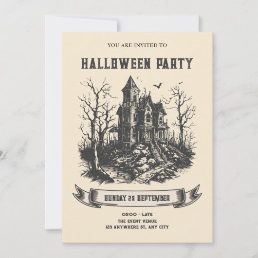 Invitation Maison hantée Halloween (Devant)
