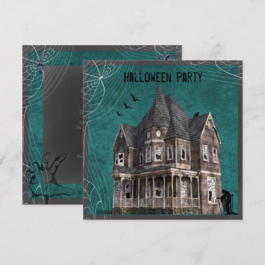 Invitation Maison hantée Halloween (Devant / Derrière)