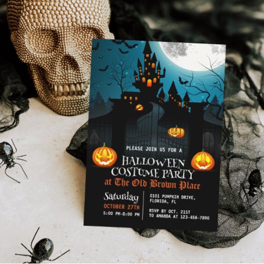 Invitation Maison hantée Halloween Costume Party