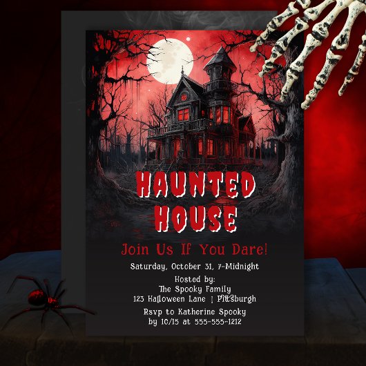Invitation Maison hantée Halloween effrayant forêt gothique