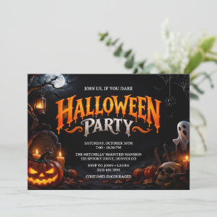 Invitation Maison hantée Halloween effrayante & lumineuse