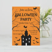 Invitation Maison hantée Halloween fête orange (Debout devant)