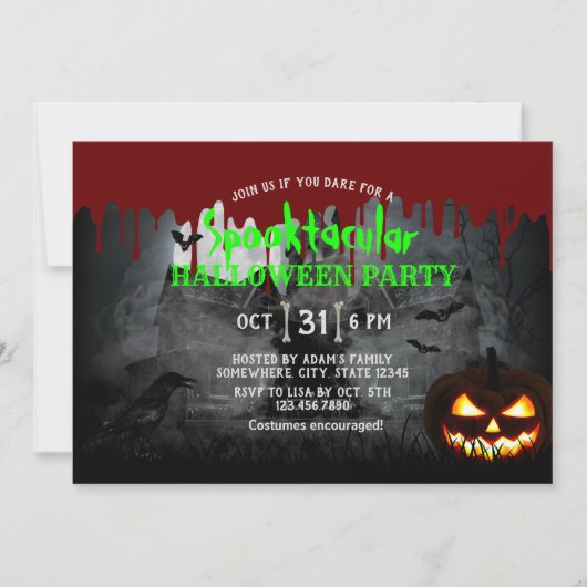 Invitation Maison hantée Halloween Parti Citrouille Déplaisan (Devant)