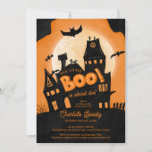 Invitation Maison hantée Halloween petit baby shower de livre (Devant)
