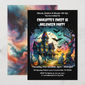 Invitation Maison hantée Halloween Sweet 16 fête d'anniversai (Devant / Derrière)