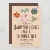 Invitation Maison Hantée Halloween vintage main (Devant / Derrière)