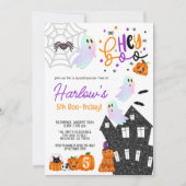 Invitation Maison hantée Hey Boo Purple Halloween Anniversair (Devant)