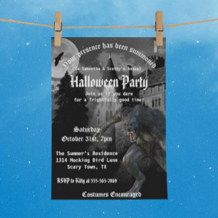 Invitation Maison hantée loup-garou effrayant Fête d'Hallowee