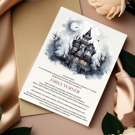 Invitation Maison Hantée Mariage Shower Gothique